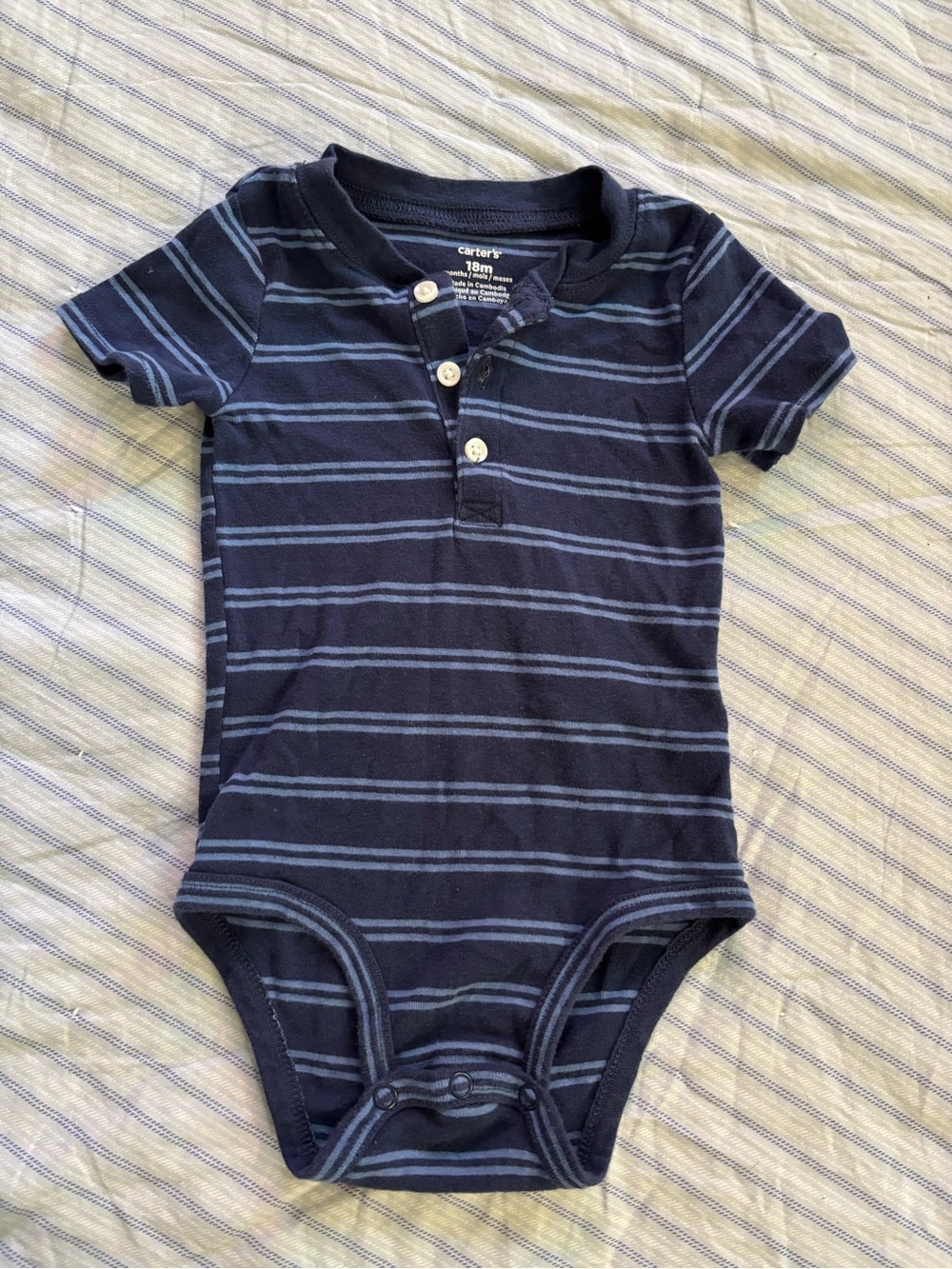Carter's Navy and Light Blue Striped Short-Sleeve Onesie